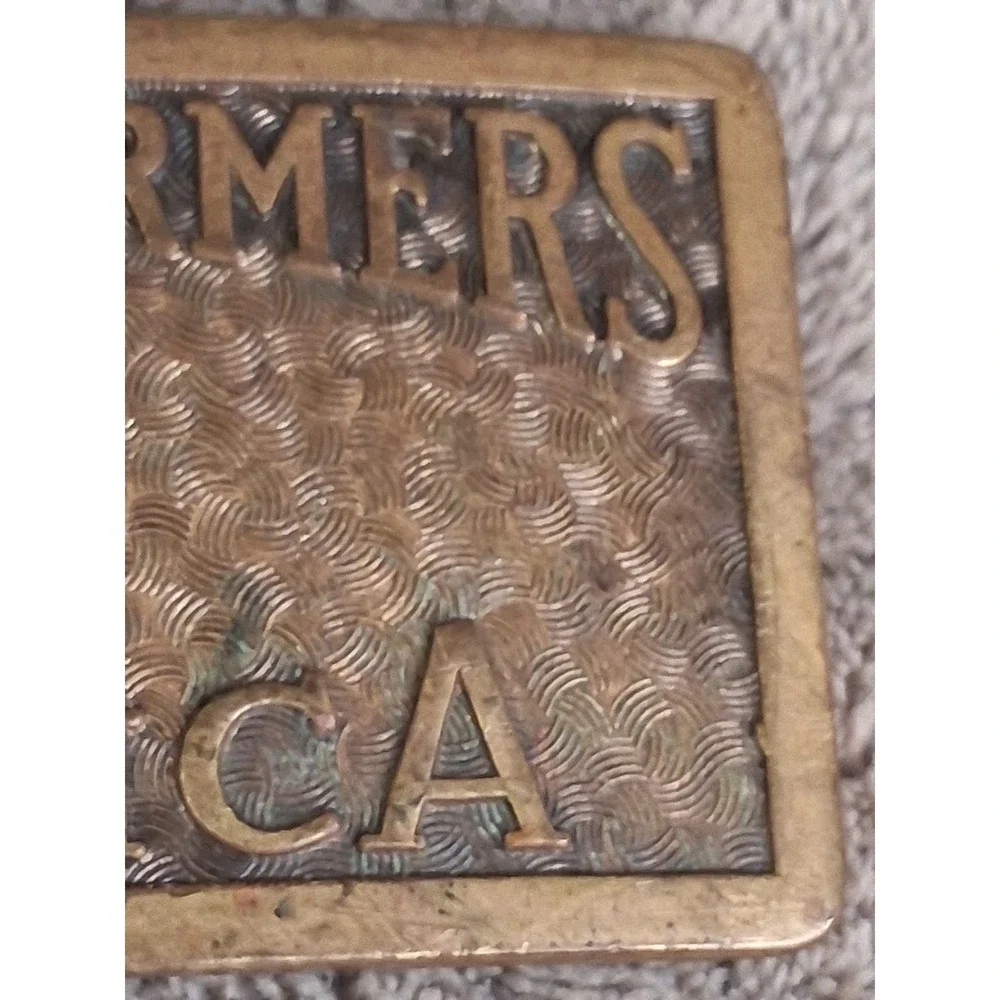 Vintage 1940s FFA Future Farmers of America Brass Belt Buckle Invisible Clamp